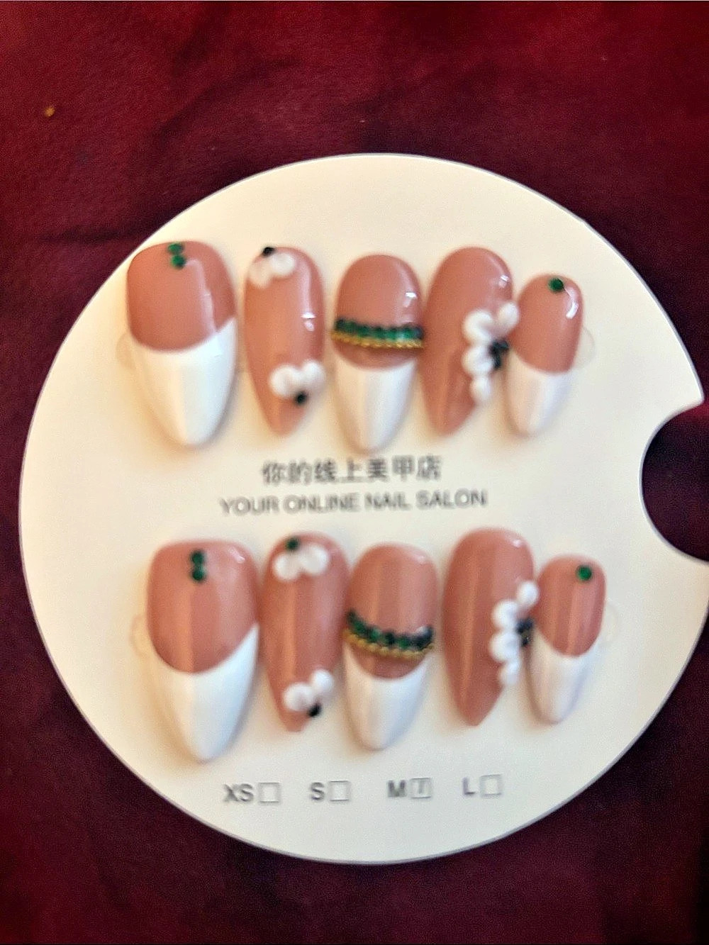 French Tip Floral Press-On Nails Pink & White NWT